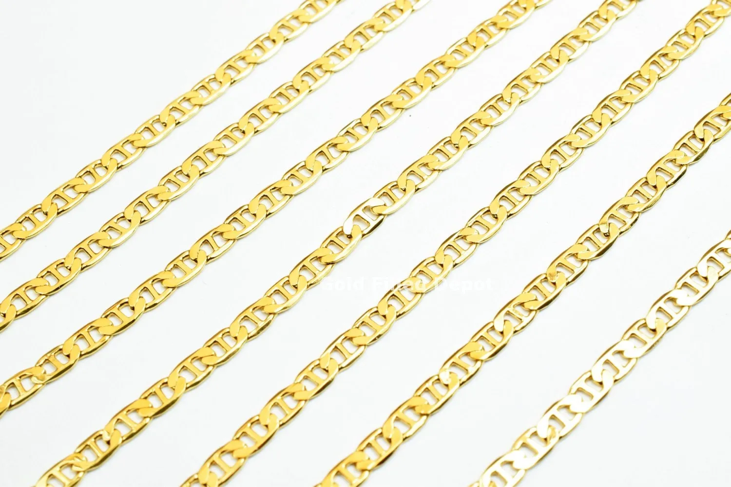 3 Feet 18K Gold Filled Look, Anchor Chain/Marine Chain/Figarucci Chain Width 2.5mm Thickness 0.25mm Gold-Filled finding for Jewelry Making GFC032