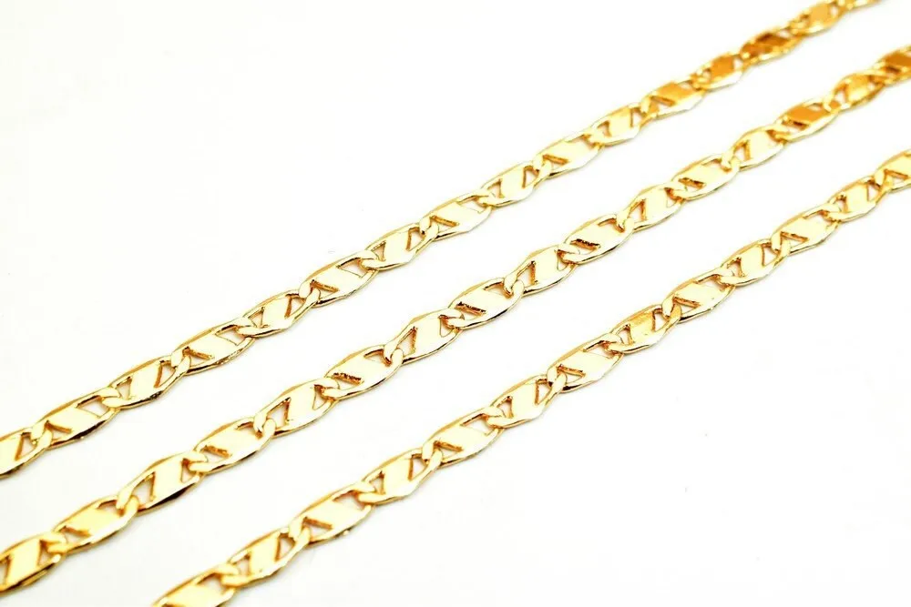 3 Feet 18K Pinky Gold Filled Look, Anchor Chain/Marine Chain/Figarucci Chain Width 3mm Thickness 1mm Gold-Filled finding for Jewelry Making PGF18