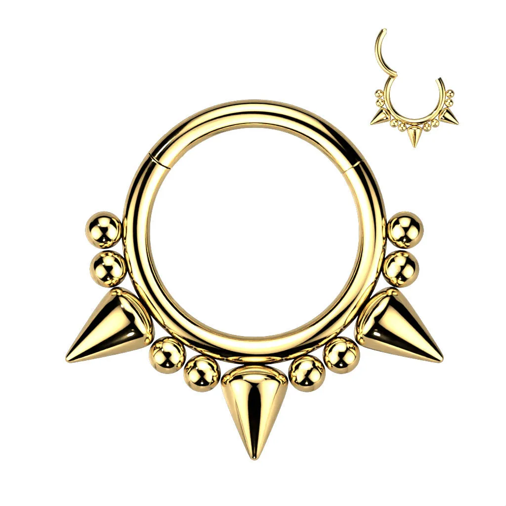 3 Spikes and Balls Hinged Segment Septum Ring
