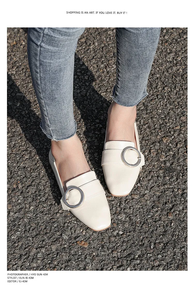 (34-45) Big Size Buckle Loafers Flats Shoes