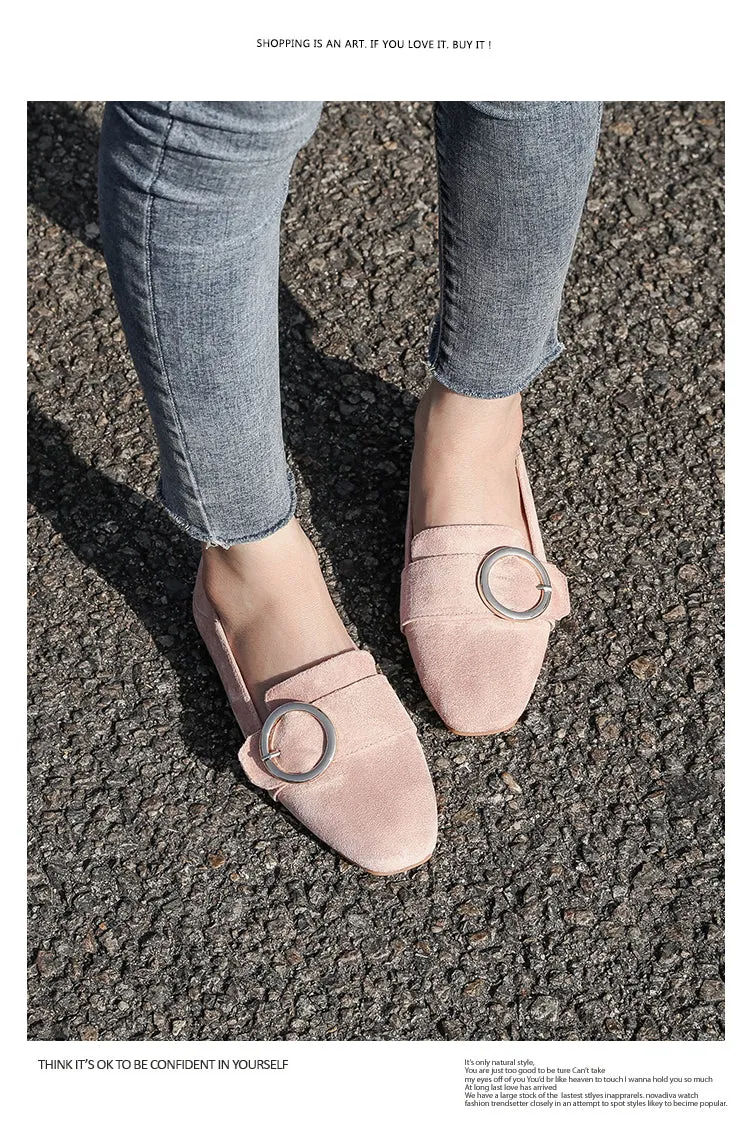 (34-45) Big Size Buckle Loafers Flats Shoes