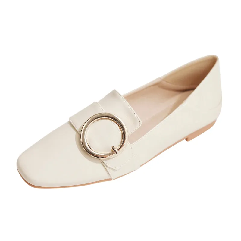 (34-45) Big Size Buckle Loafers Flats Shoes