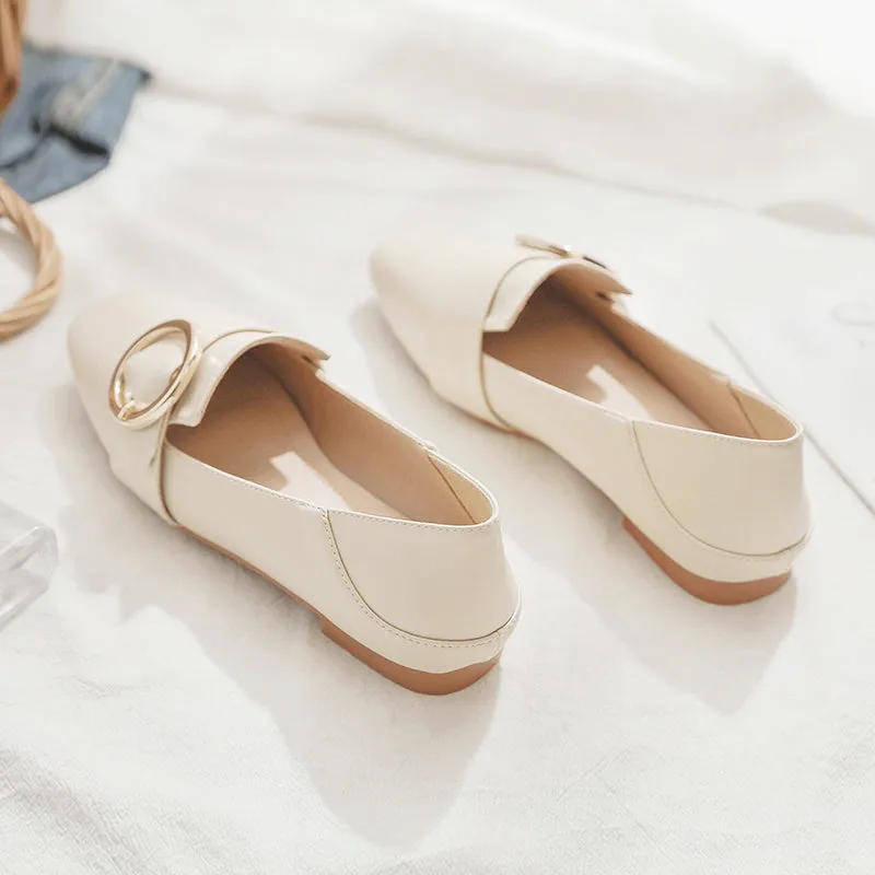 (34-45) Big Size Buckle Loafers Flats Shoes