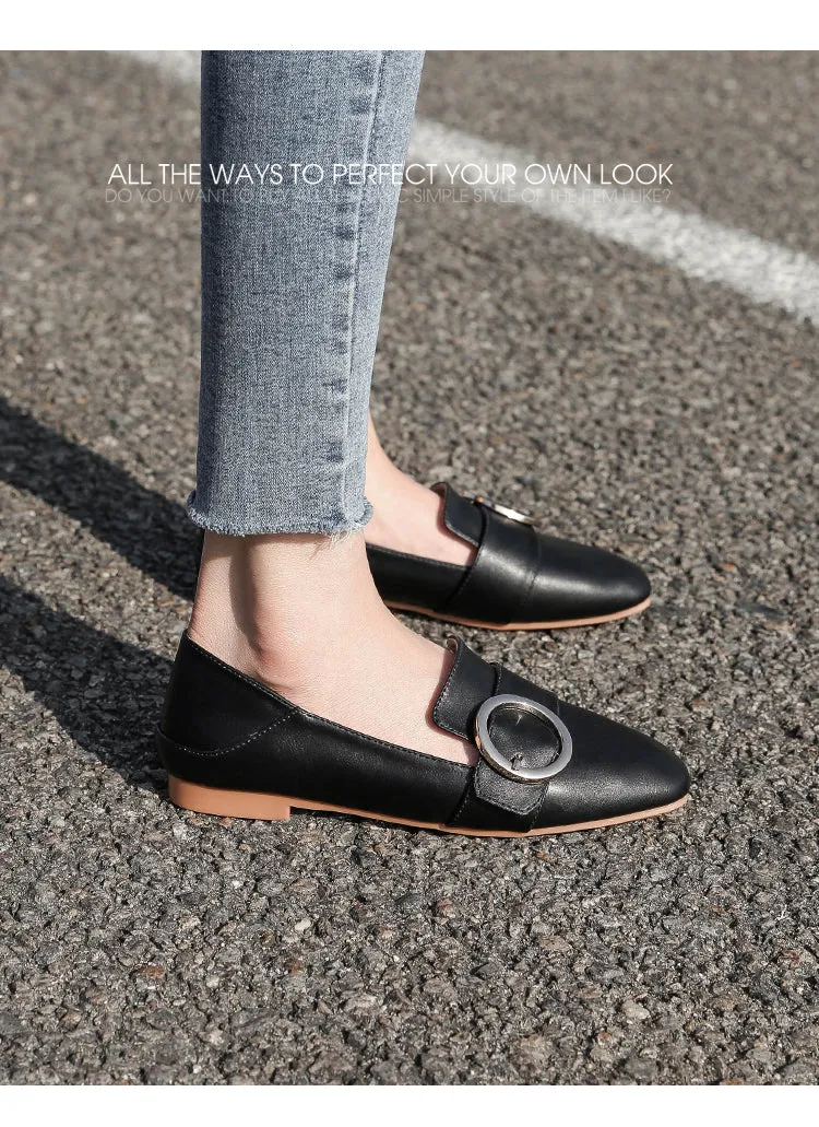 (34-45) Big Size Buckle Loafers Flats Shoes
