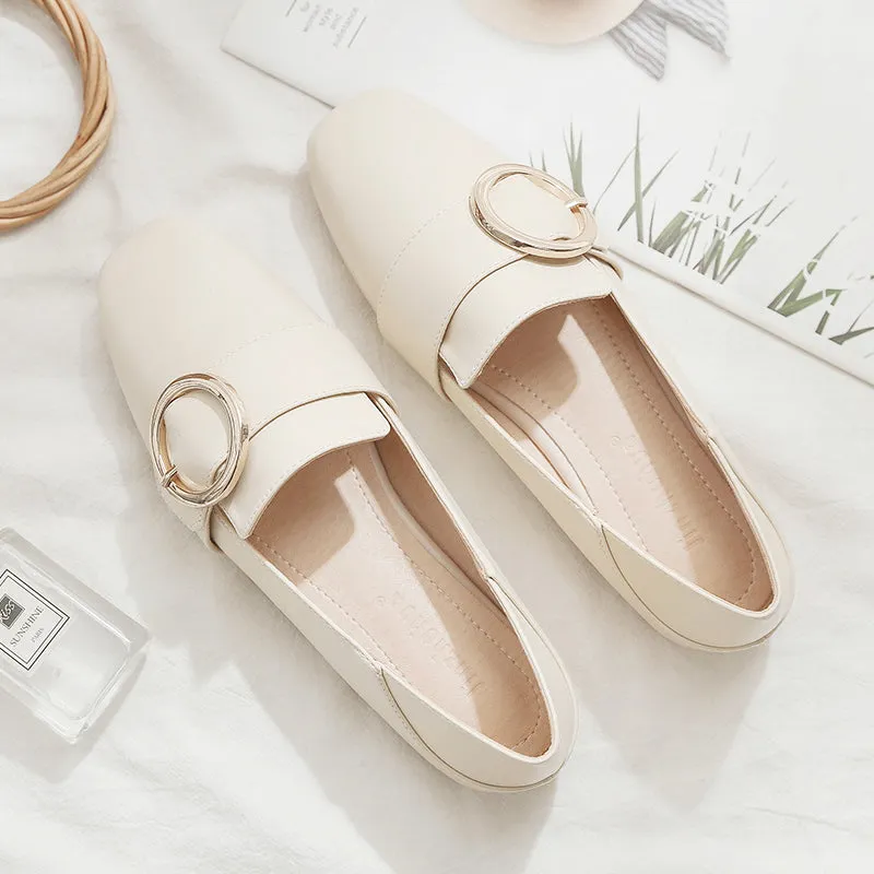 (34-45) Big Size Buckle Loafers Flats Shoes
