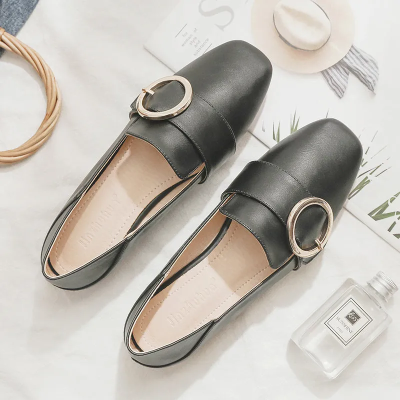 (34-45) Big Size Buckle Loafers Flats Shoes