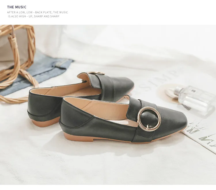 (34-45) Big Size Buckle Loafers Flats Shoes