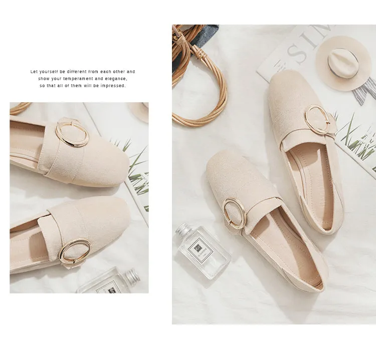 (34-45) Big Size Buckle Loafers Flats Shoes
