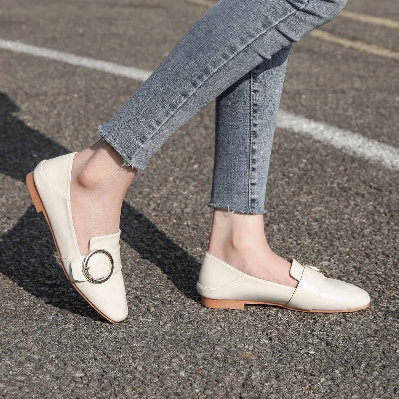 (34-45) Big Size Buckle Loafers Flats Shoes