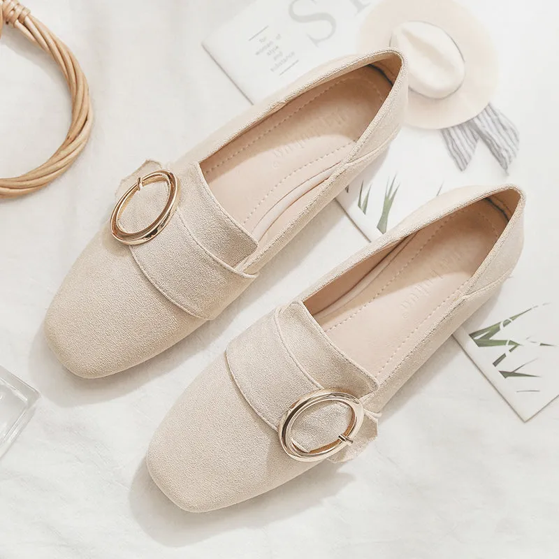 (34-45) Big Size Buckle Loafers Flats Shoes