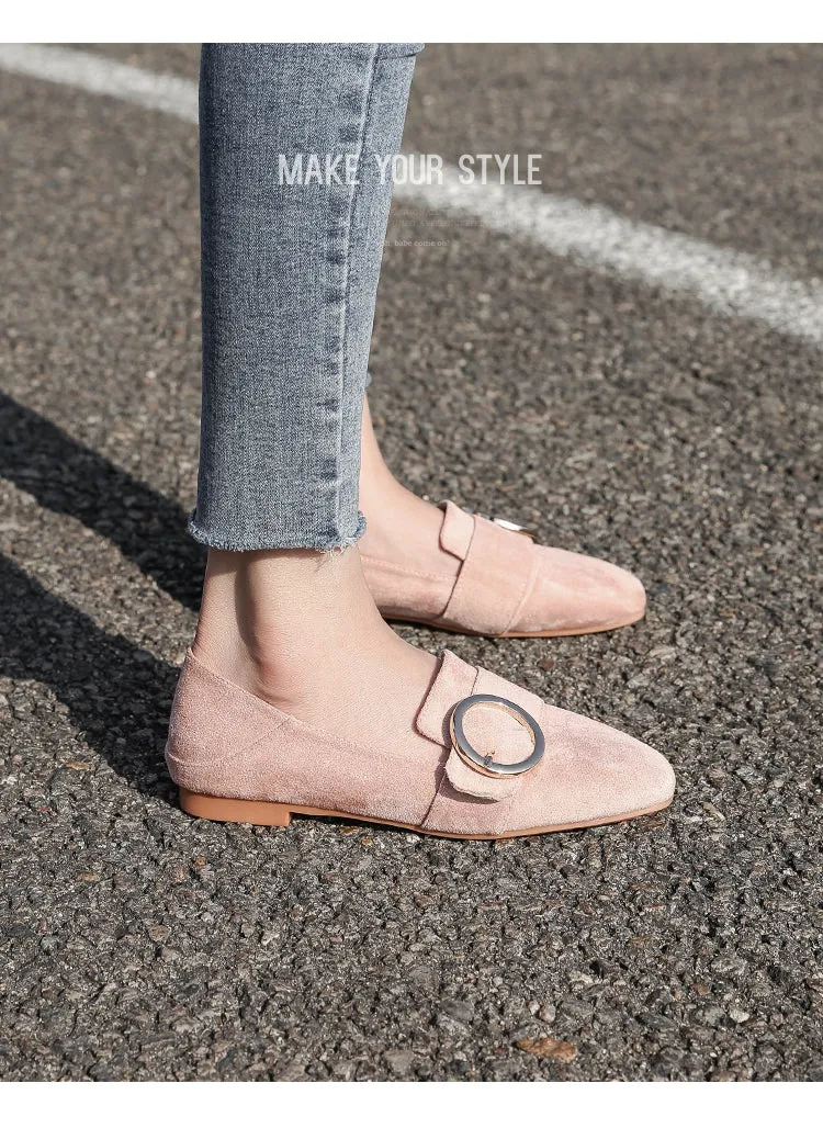 (34-45) Big Size Buckle Loafers Flats Shoes