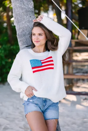 A True Patriot White American Flag Sweater A True Patriot White American Flag Sweater