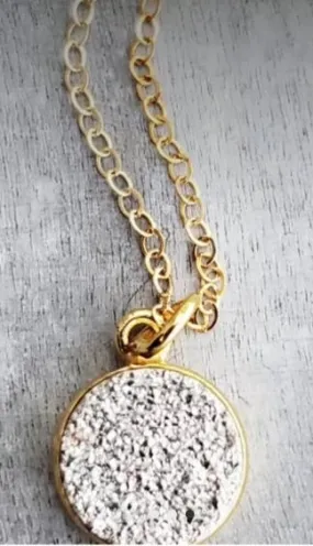 Accessories- Gold Round Druzy Necklace Accessories- Gold Round Druzy Necklace
