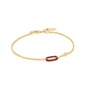 Ania Haie Claret Red Enamel Gold Link Bracelet Ania Haie Claret Red Enamel Gold Link Bracelet
