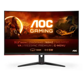 AOC G2 CQ32G2SE/BK 31.5" QHD Curved Gaming Monitor, VA, 165hz, 1ms, FreeSync Premium, Speakers AOC G2 CQ32G2SE/BK 31.5" QHD Curved Gaming Monitor, VA, 165hz, 1ms, FreeSync Premium, Speakers