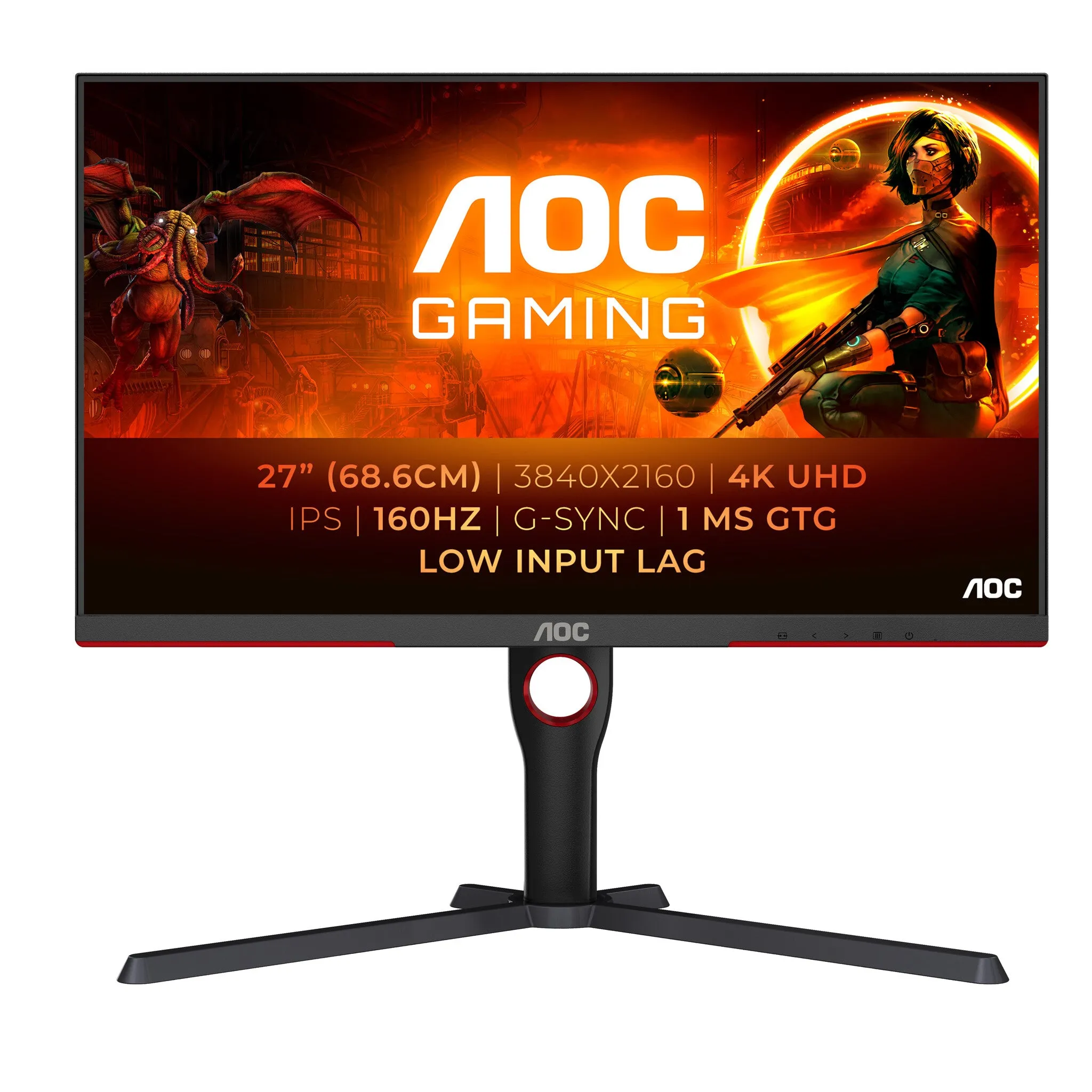 AOC G3 U27G3X/BK 27" 4K UHD Gaming Monitor - 165Hz - 1ms - GSync Compatible - Height Adjustable