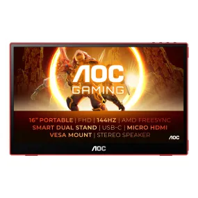 AOC Gaming 16G3 16" Portable Gaming Monitor - IPS-  144Hz-  Full HD-  Speakers, FreeSync AOC Gaming 16G3 16" Portable Gaming Monitor - IPS-  144Hz-  Full HD-  Speakers, FreeSync