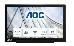 AOC I1601FWUX 15.6" Portable Monitor - Full HD USB-C Powered-  IPS Display with Smart Cover AOC I1601FWUX 15.6" Portable Monitor - Full HD USB-C Powered-  IPS Display with Smart Cover