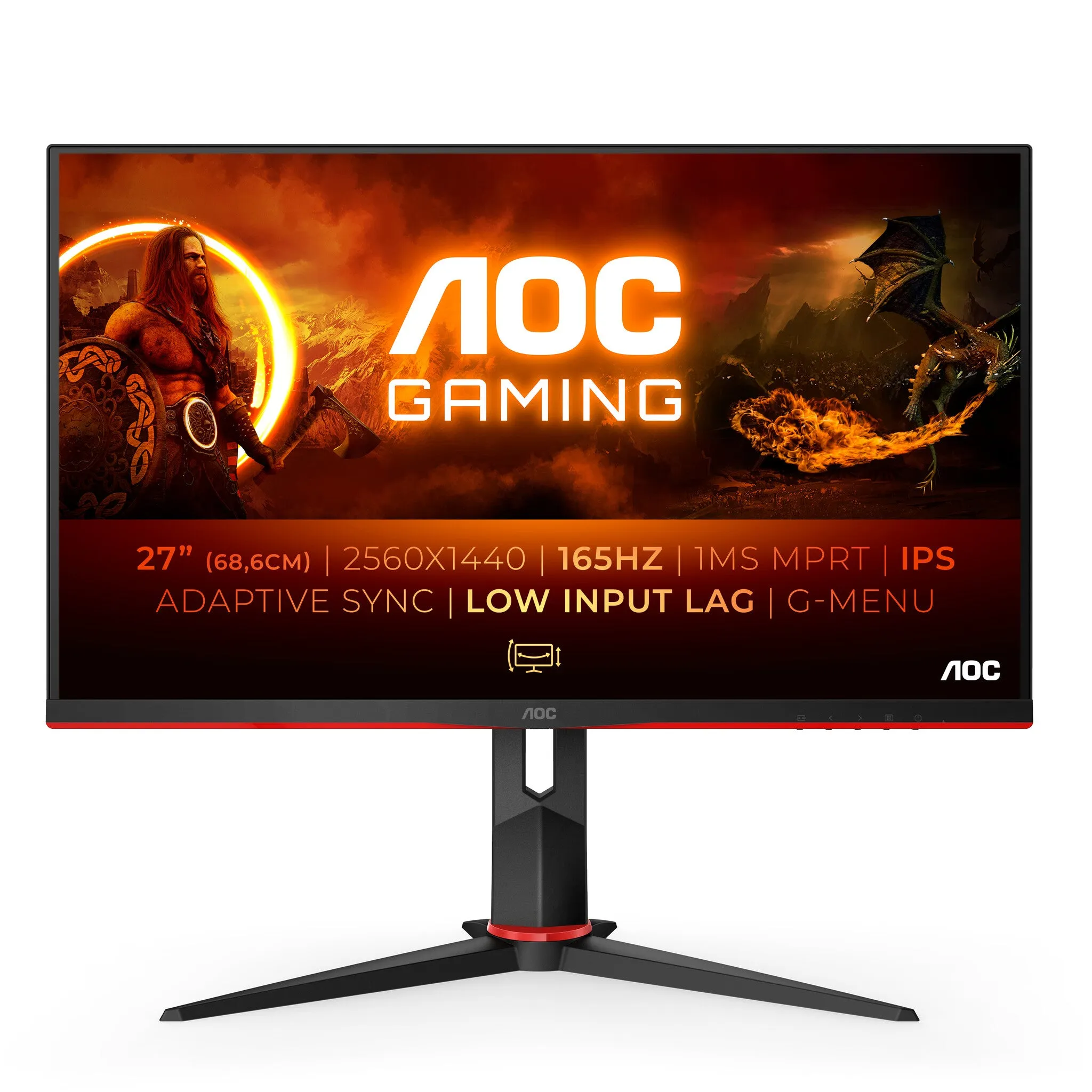 AOC Q27G2S/EU 27" Gaming Monitor-  QHD - 165Hz - 1ms -  G-SYNC Compatible - IPS- Height Adjustable