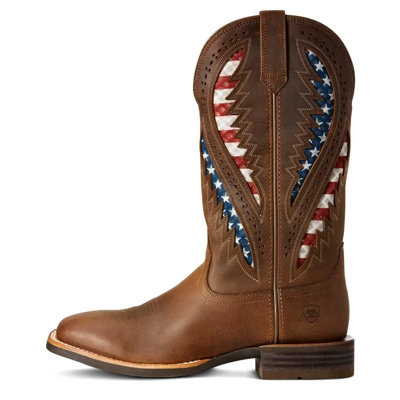 Ariat Men's Quickdraw Distressed Brown Square Toe VentTEK Western Boots 10027165