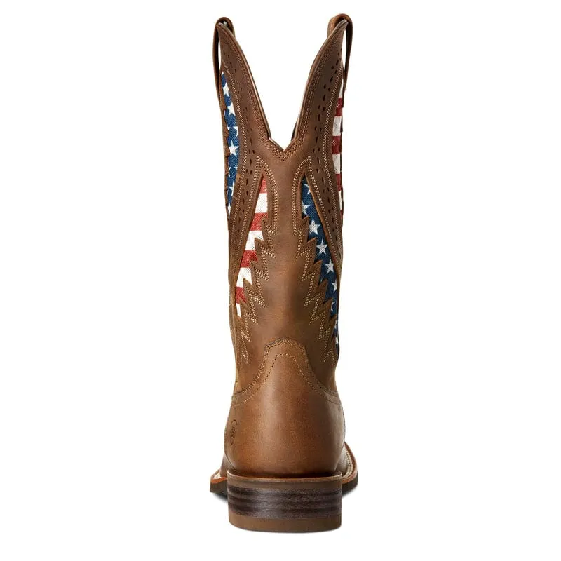 Ariat Men's Quickdraw Distressed Brown Square Toe VentTEK Western Boots 10027165