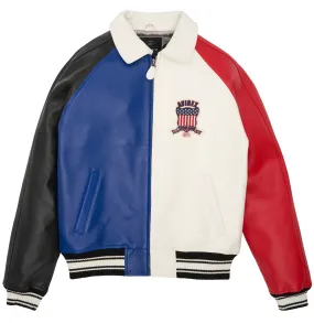 AVIREX BLOCK ICON LEATHER JACKET MULTI AVIREX BLOCK ICON LEATHER JACKET MULTI