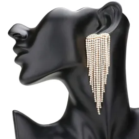 Beautiful Rhinestone Fringe Dangle Evening Earrings Beautiful Rhinestone Fringe Dangle Evening Earrings