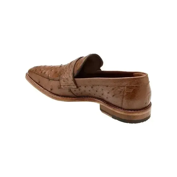Belvedere Espada Ostrich Quill Penny Loafer Shoes Tabac