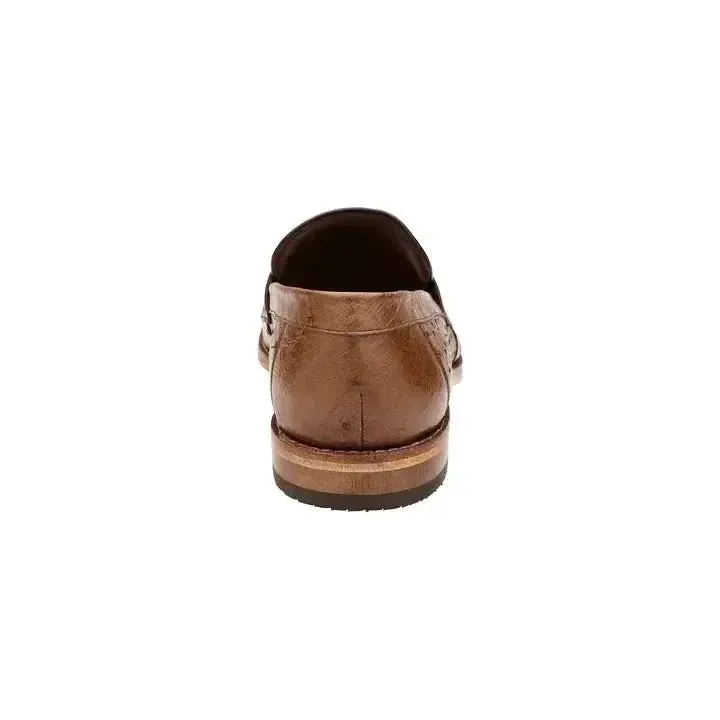 Belvedere Espada Ostrich Quill Penny Loafer Shoes Tabac