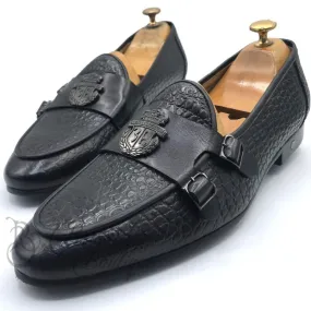 Billionaire leather doublestrap monk shoe | Black Billionaire leather doublestrap monk shoe | Black