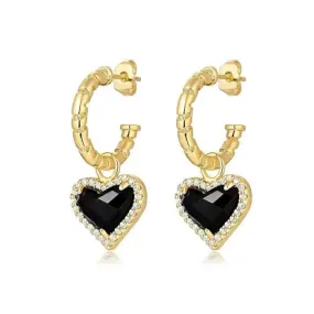 Black Bella Heart Pendant CZ Earrings Black Bella Heart Pendant CZ Earrings