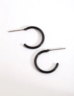 Black Coated Metal Hoop Earrings Black Coated Metal Hoop Earrings