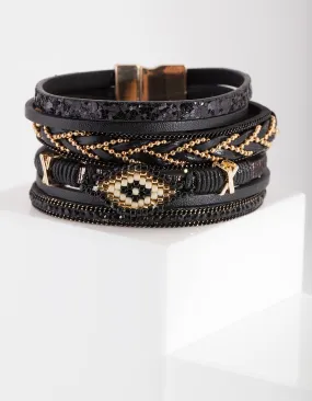 Black Multi Strand Cuff Bracelet Black Multi Strand Cuff Bracelet