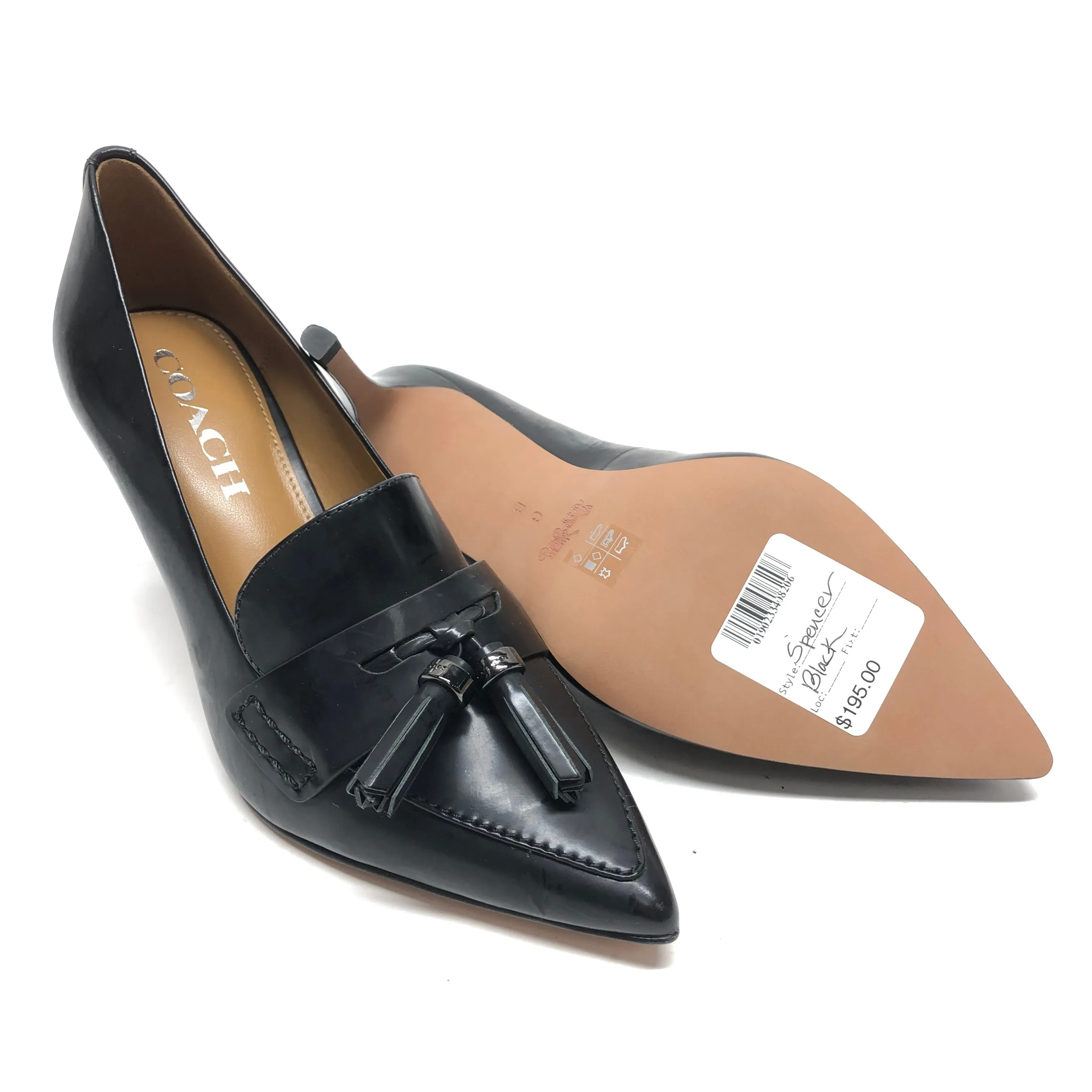 Black Shoes Heels Stiletto Coach, Size 6