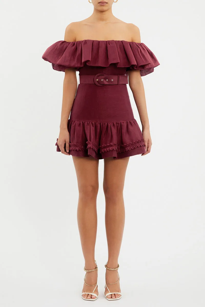 Bordeaux Off Shoulder Mini Dress