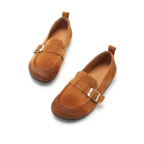 Buckle-fastening Monk Shoes Retro SuedeLeather Loafers for Women 4 Colors Buckle-fastening Monk Shoes Retro SuedeLeather Loafers for Women 4 Colors