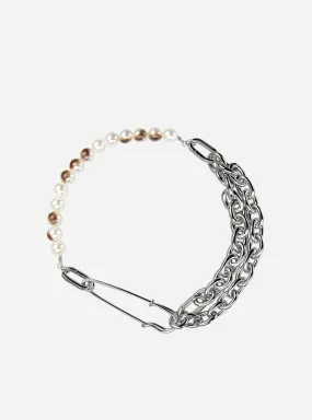 Burnt pearls with safety-pin multi-ways necklace Burnt pearls with safety-pin multi-ways necklace