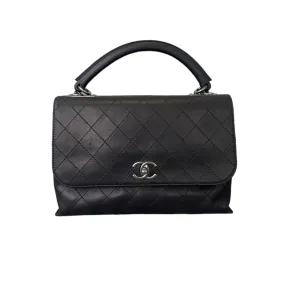 Calfskin Stitched Urban Luxury Top Handle Bag Black RHW Calfskin Stitched Urban Luxury Top Handle Bag Black RHW