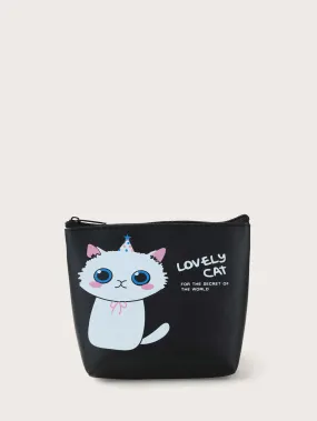 Cartoon Cat Graphic Coin Case Cartoon Cat Graphic Coin Case
