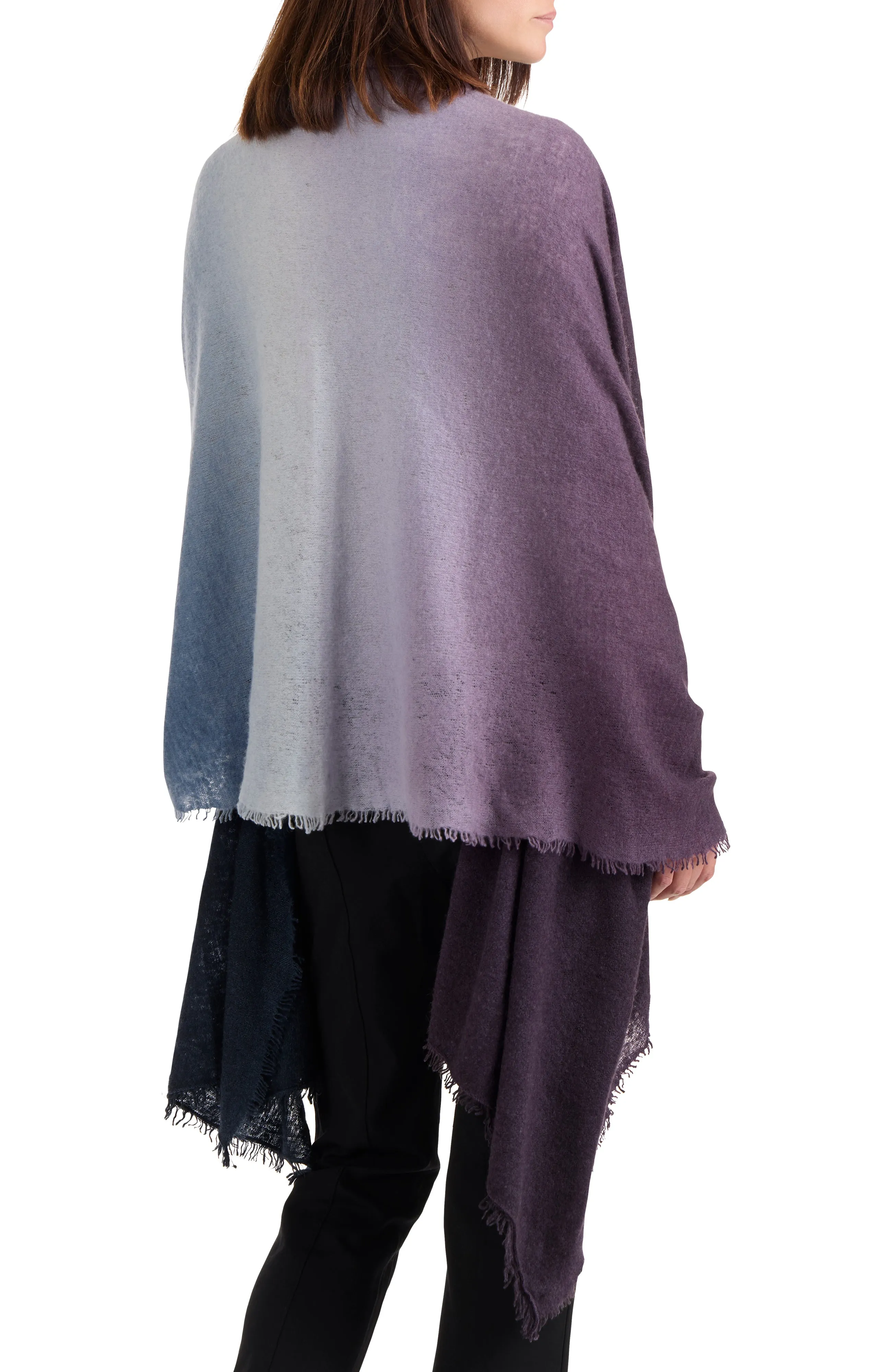 CASHMERE FELTED DIP DYE SCARF WITH FRINGE