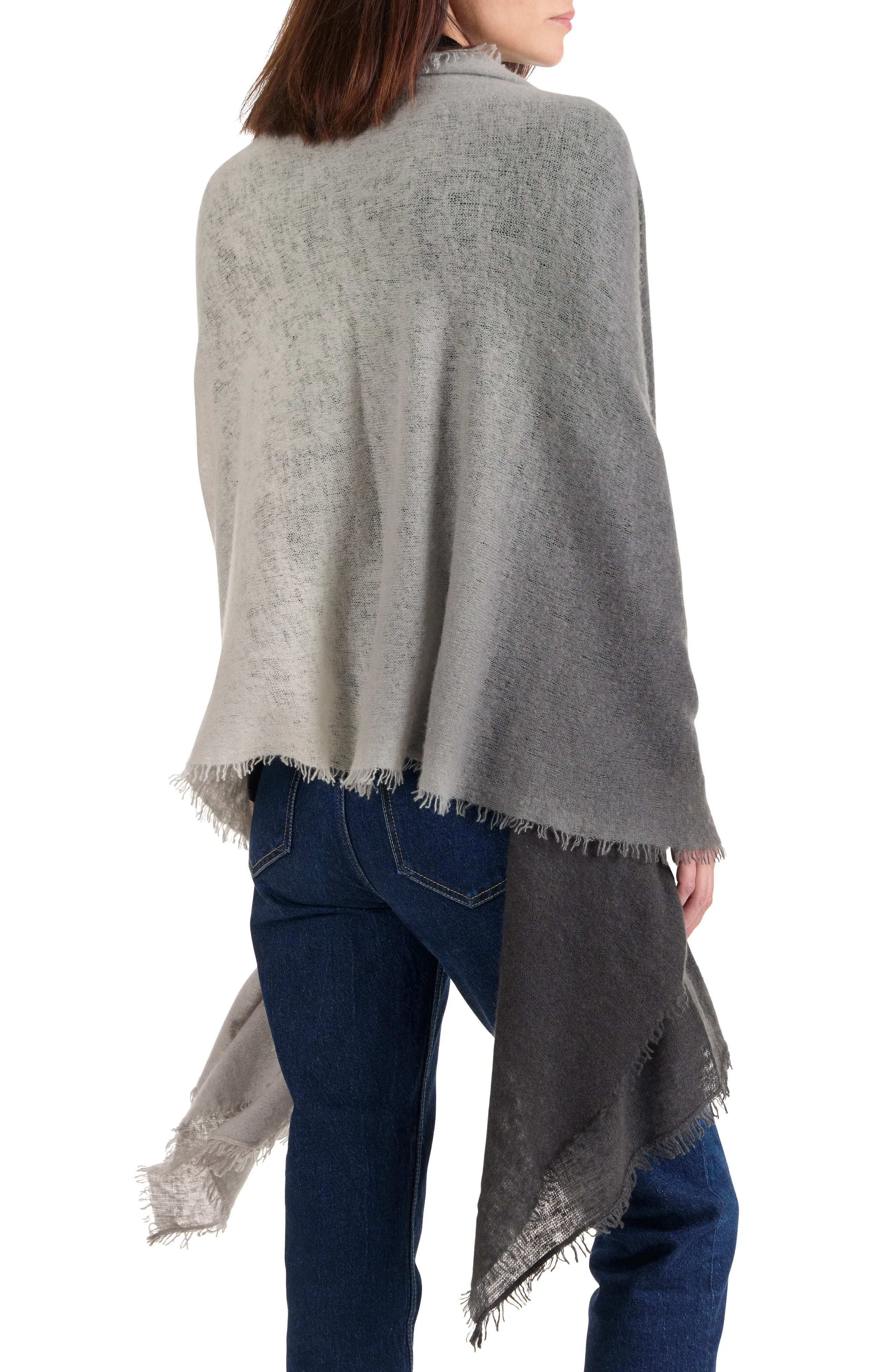 CASHMERE FELTED DIP DYE SCARF WITH FRINGE