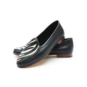 Claudia Loafer in Black and Zebra Hair-on Leather Claudia Loafer in Black and Zebra Hair-on Leather