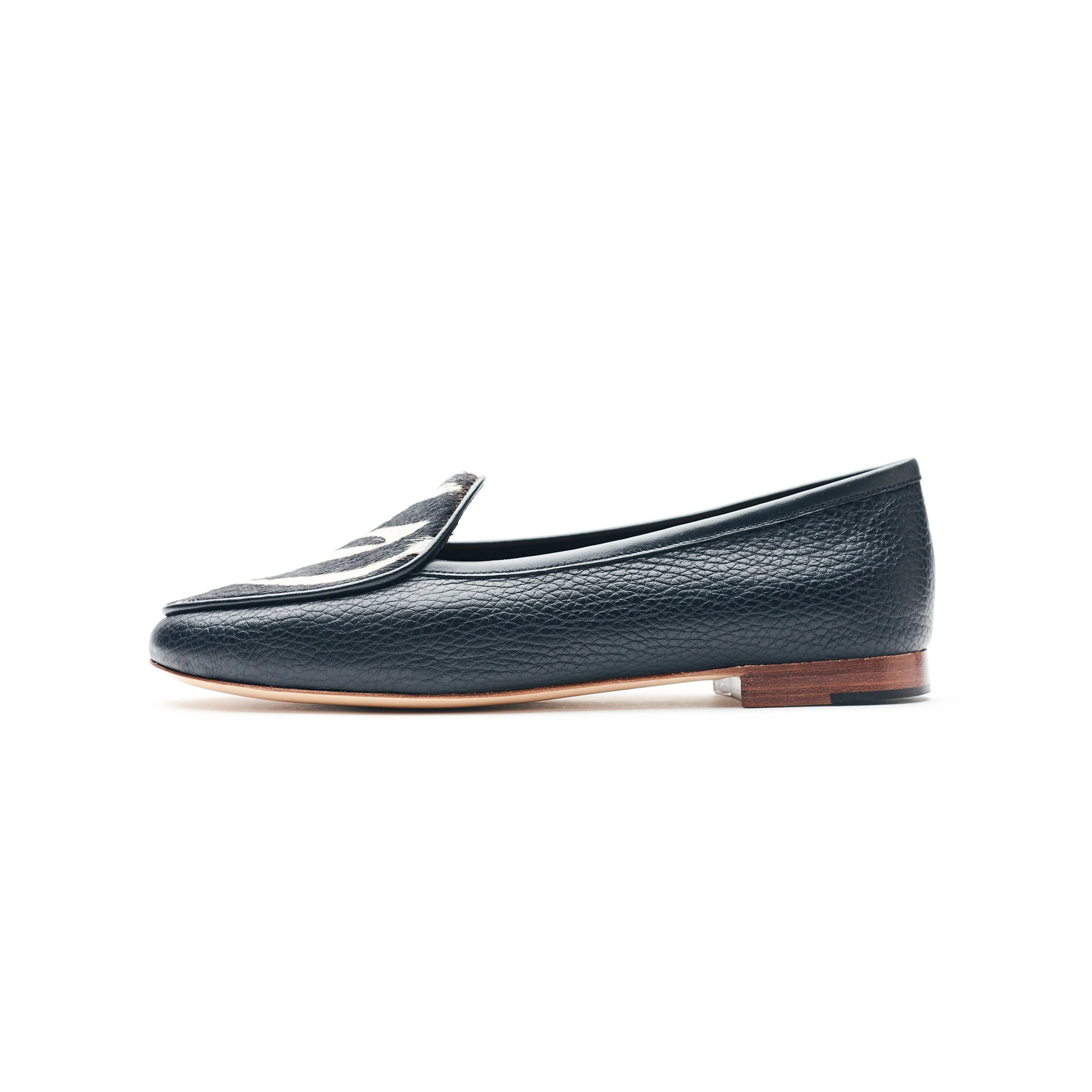 Claudia Loafer in Black and Zebra Hair-on Leather