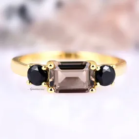 Cognac Diamond & Black Onyx Ring- 14K Yellow Gold Vermeil Cognac Diamond & Black Onyx Ring- 14K Yellow Gold Vermeil
