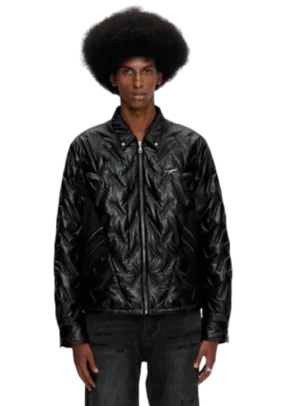 Collared Embossed Padded Jacket Collared Embossed Padded Jacket