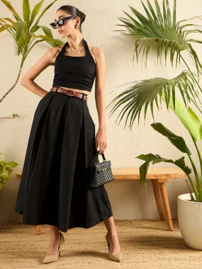 Cotton Poplin Box Pleated Midi Skirt Cotton Poplin Box Pleated Midi Skirt