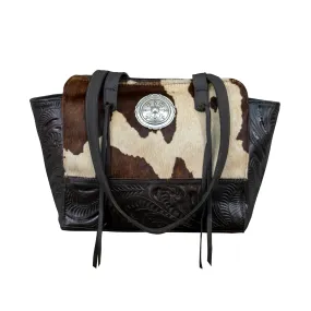 Cow Town Zip Top Tote with Secret Compartment - Chocolate and Pony Hair on Hide Cow Town Zip Top Tote with Secret Compartment - Chocolate and Pony Hair on Hide