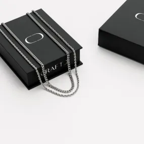 Cuban & Rope Chain Gift Set (Silver) Cuban & Rope Chain Gift Set (Silver)