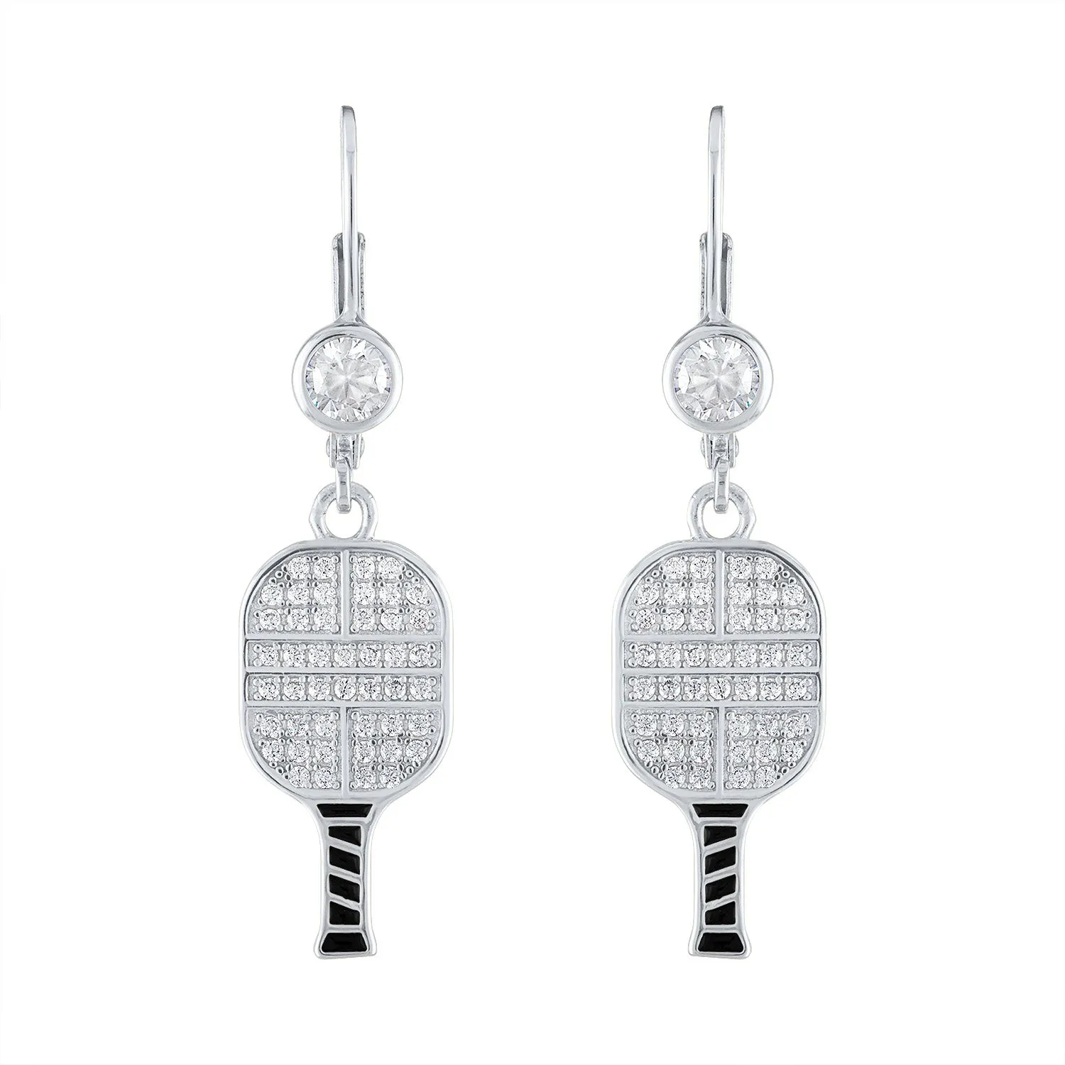 CZ Pickle Paddle Lever Back Earrings