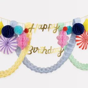 Decorations - Happy Birthday Honeycomb Garland Decorations - Happy Birthday Honeycomb Garland
